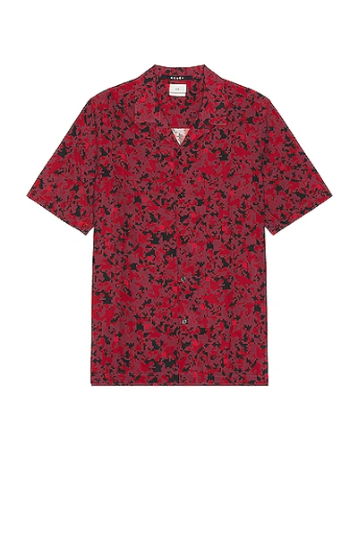 Ksubi Cuban-collar Pixelated-print Shirt In Rot