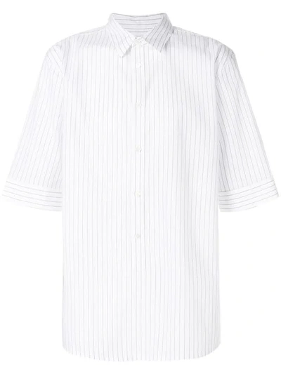 Helmut Lang Elongated Placket Stripe Woven Shirt In White