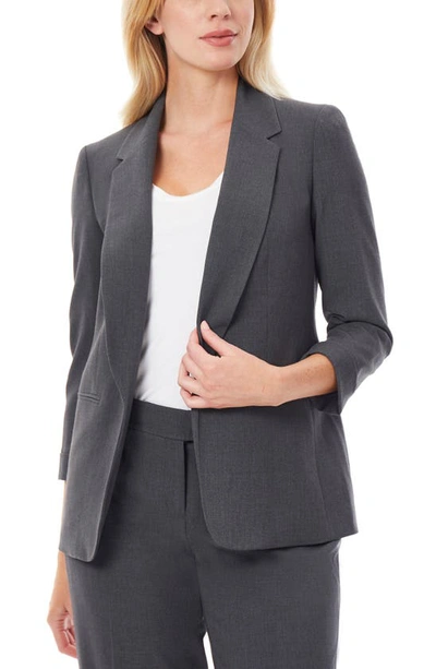 Jones New York Three Quarter Sleeve Blazer In Gray