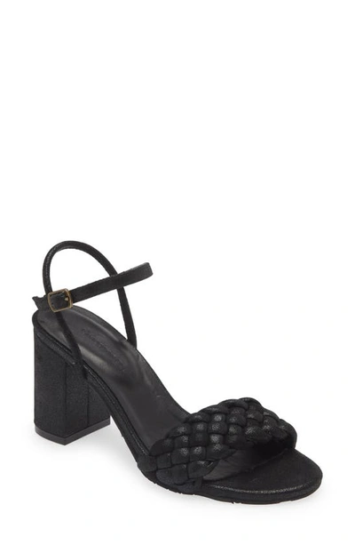 Chocolat Blu Chaya Braided Block Heel Sandal In Black Shimmer