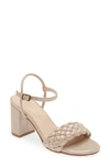 Chocolat Blu Chaya Braided Block Heel Sandal In Champagne Leather