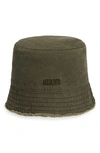 Allsaints Frayed Edge Bucket Hat In Khaki