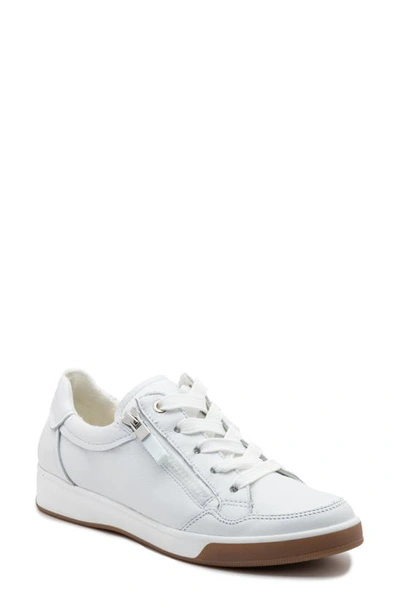 Ara Rei Ii Zip Sneaker In White Leather