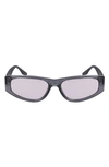 Converse Fluidity 56mm Rectangular Sunglasses In Crystal Cyber Grey