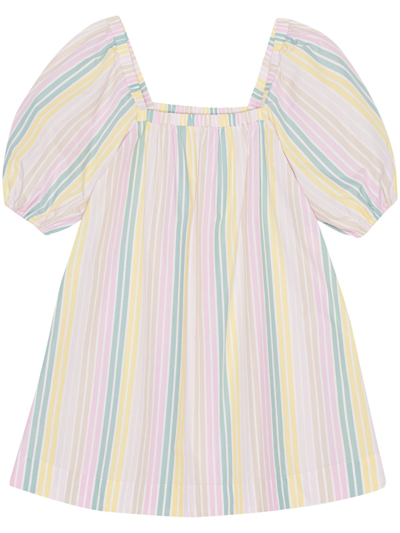 Ganni Stripe Organic Cotton Minidress In Pink