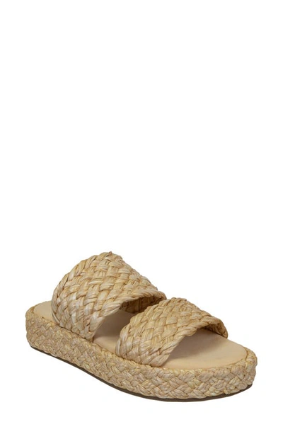 Naked Feet Santorini Espadrille Platform Slide Sandal In Raffia