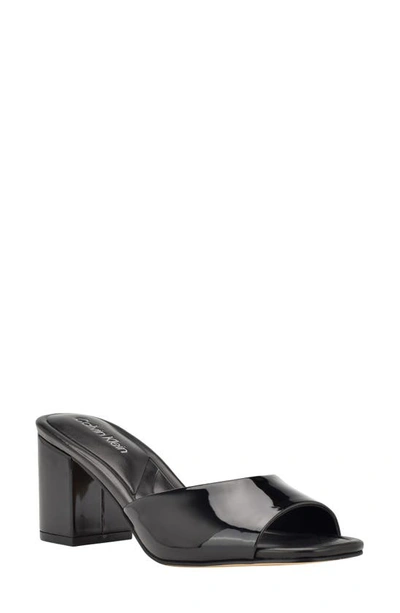 Calvin Klein Toven Slide Sandal In Black Leather