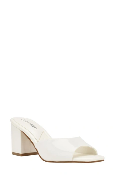 Calvin Klein Toven Slide Sandal In White Patent