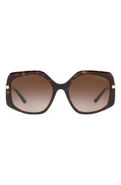 Michael Kors Cheyenne 56mm Gradient Geometric Sunglasses In Dk Tort