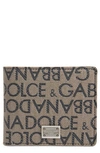 Dolce & Gabbana Allover Logo Billfold Wallet In Brown/blac