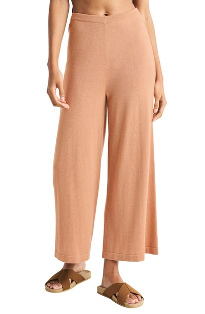Splendid Wide Leg Knit Pants In Brown