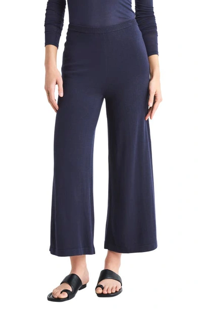 Splendid Wide Leg Knit Pants In Navy