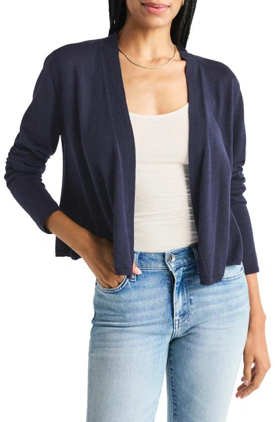 Splendid Loop Knit Open Front Cardigan In Navy
