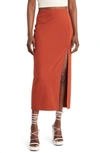 Open Edit Slit Hem Midi Skirt In Brown Spice