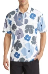 Swannies Mellblom Floral Golf Polo In White-blue-gray