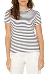 Liverpool Los Angeles Stripe French Terry T-shirt In White W/ Black Stripe