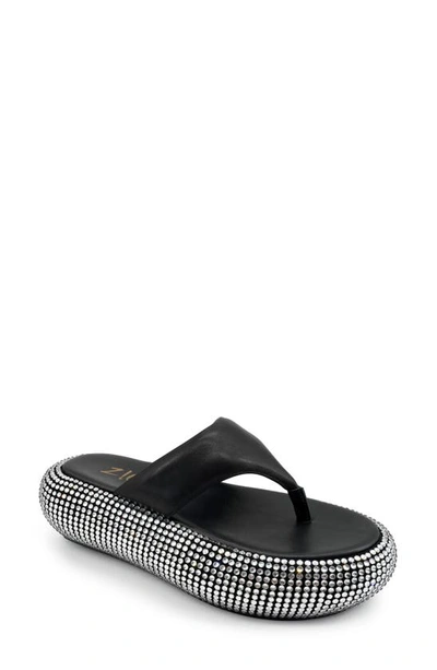 Zigi Dellah Platform Flip Flop In Black Leather