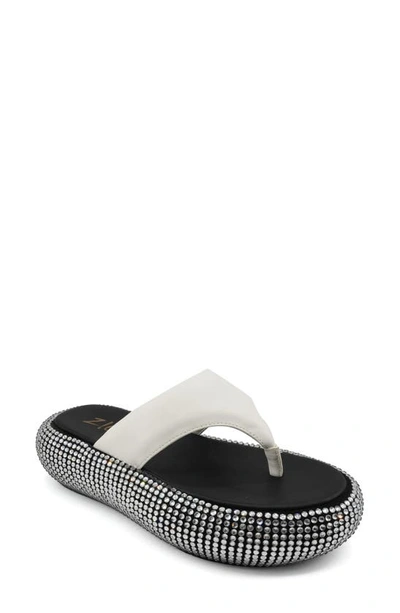 Zigi Dellah Platform Flip Flop In White Leather