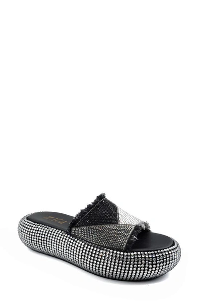 Zigi Hazel Platform Slide Sandal In Black Denim