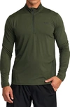 Rvca Recycled Polyester Blend Quarter Zip Pullover In Dark Olive