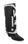 Zigi Hungria Knee High Western Boot In Black Leather