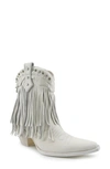 Zigi Finlandia Fringe Western Boot In White Leather
