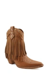 Zigi Finlandia Fringe Western Boot In Tan Leather