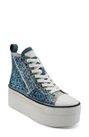 Zigi Carmensa High Top Platform Sneaker In Blue Denim