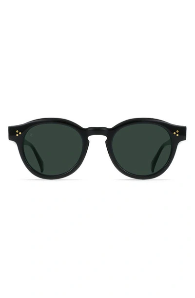 Raen Zelti 49mm Polarized Small Round Sunglasses In Recycled Black/ Green Polar