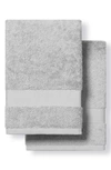 Boll & Branch Plush Set Of 2 Organic Cotton Hand Towels In Pale Pewter