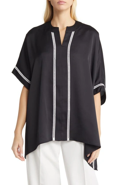 Misook Asymmetric Tunic Top In Black