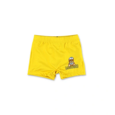 Moschino Costume Shorts Da Mare Giallo In Nylon Baby Boy In Yellow