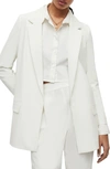 Allsaints Womens Optic White Aleida Tri Notch-lapel Stretch-recycled Polyester Blazer