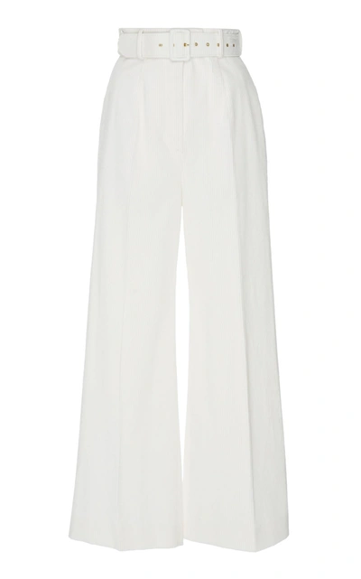 Emilia Wickstead M'o Exclusive Jana Corduroy Wide-leg Trousers In White