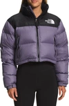 The North Face Nuptse Cropped Down Jacket In Purple
