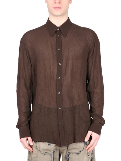 Dolce & Gabbana Silk Georgette Shirt In Brown