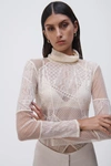 Jonathan Simkhai Schulyer Patchwork Lace Top In Sand Dollar