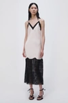 Jonathan Simkhai Trish Patchwork Lace Midi Slip Dress In Sand Dollar
