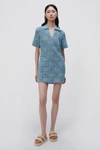 Simkhai Gabrielle Crochet Coverup Shirt Dress In Celeste Blue