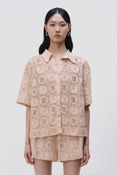 Simkhai Parson Crochet Coverup Shirt In Dune