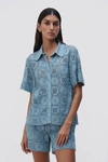 Simkhai Parson Crochet Coverup Shirt In Celeste Blue