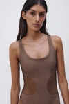 Simkhai Fern Crystal Mesh One Piece In Caraway