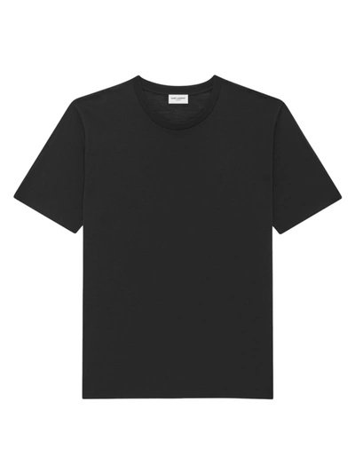 Saint Laurent Cassandre T-shirt In Wool And Silk In Black