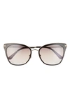 Tom Ford Faryn 56mm Cat Eye Sunglasses In Shiny Black / Gradient Brown