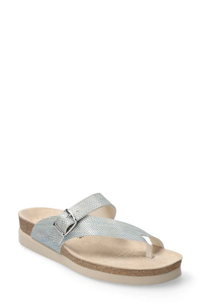 Mephisto Helen Toe Loop Sandal In Sky Blue Reptile Print Leather