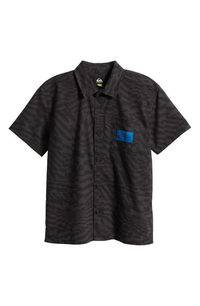 Quiksilver Kids' Radical Times Organic Cotton Button-up Shirt In Black