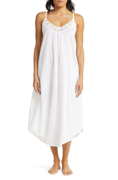 Papinelle Lace Trim Cotton Nightgown In White