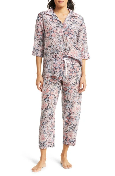 Papinelle Sienna Cotton Sateen Crop Pajamas In French Blue