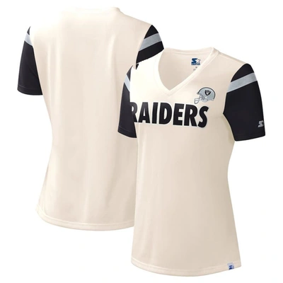 Starter White Las Vegas Raiders Kick Start V-neck T-shirt