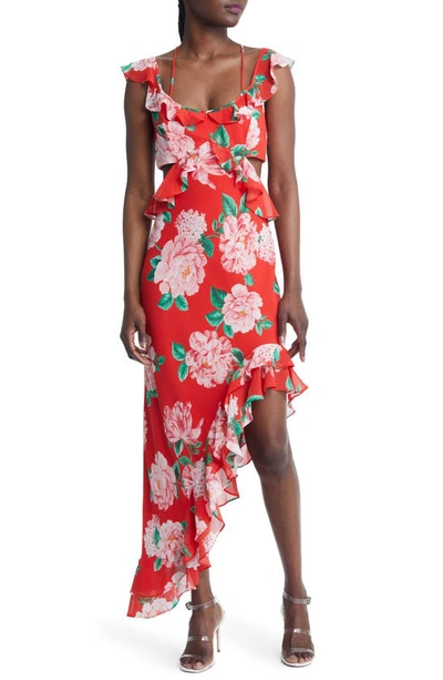 Ever New Slit Maxi Dress In Red Floral